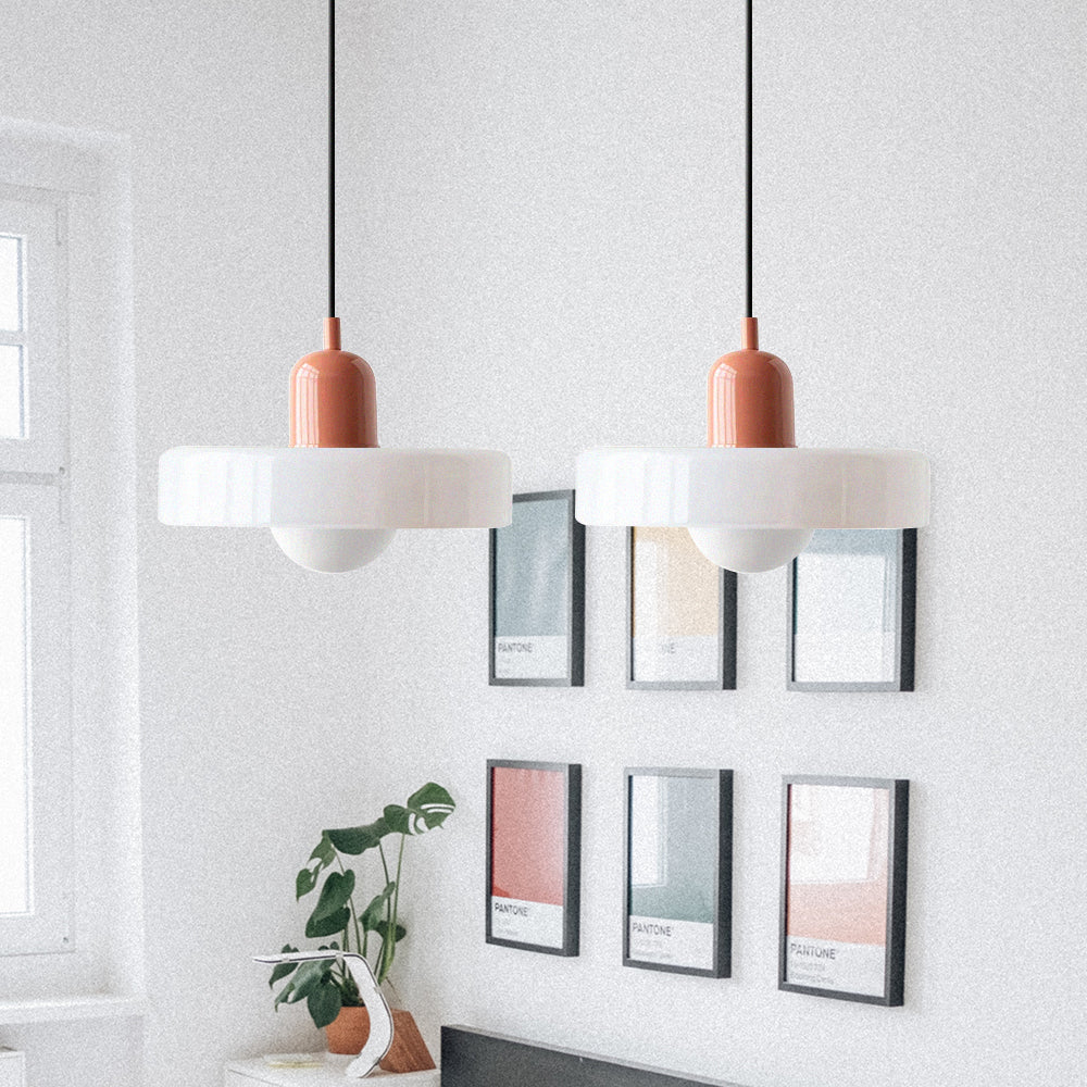 Bauhaus Hängeleuchte aus Buntglas-Aster Selection