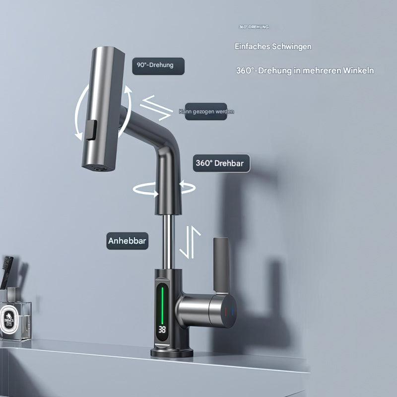 Smart faucet with LED temperature display