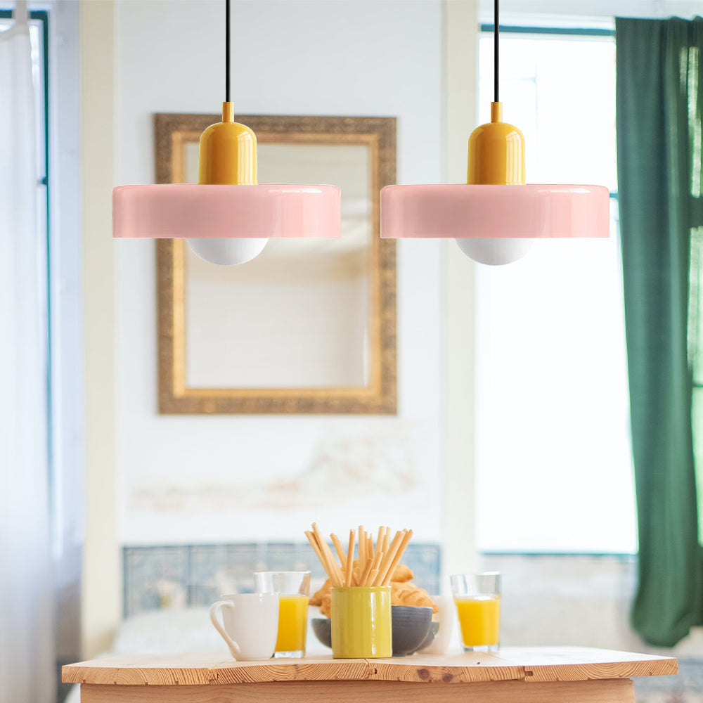 Bauhaus Hängeleuchte aus Buntglas-Aster Selection