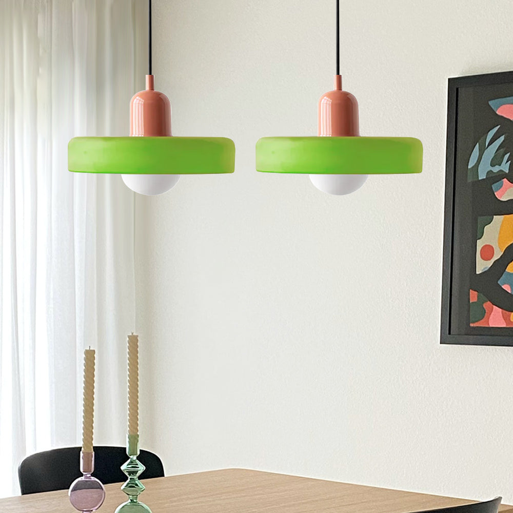 Bauhaus Hängeleuchte aus Buntglas-Aster Selection