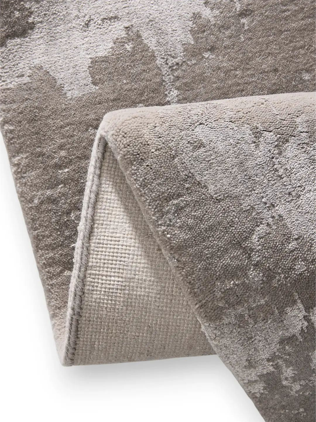 Grauer Viskose Teppich modern elegant Wohnzimmer Teppich mit Glanz