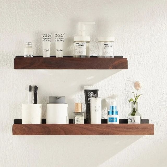 Selbstklebendes Massivholz-Badregal-Aster Selection