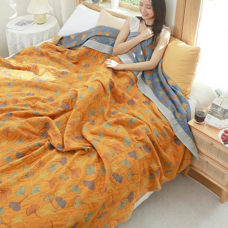 Ginkgo-Blatt Reversible Baumwollquilt-Aster Selection