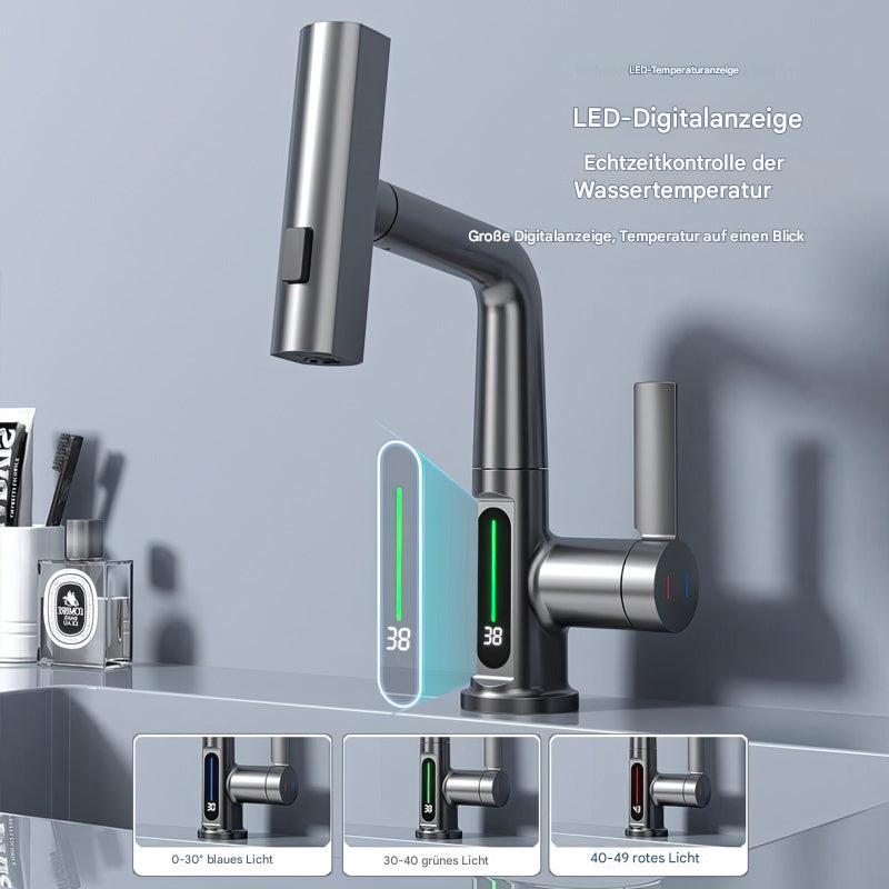 Smart faucet with LED temperature display