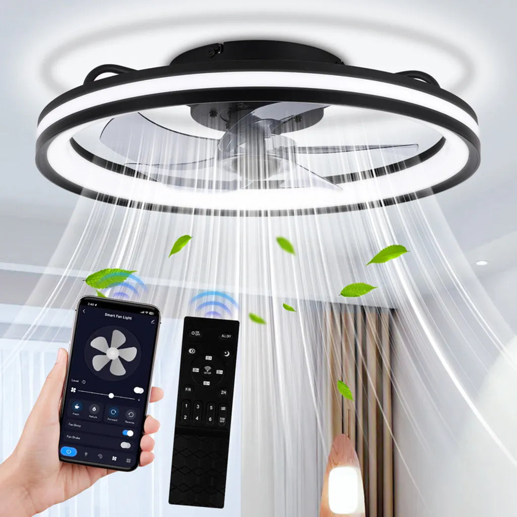 Moderner LED-Deckenventilator mit Fernbedienung und App-Steuerung