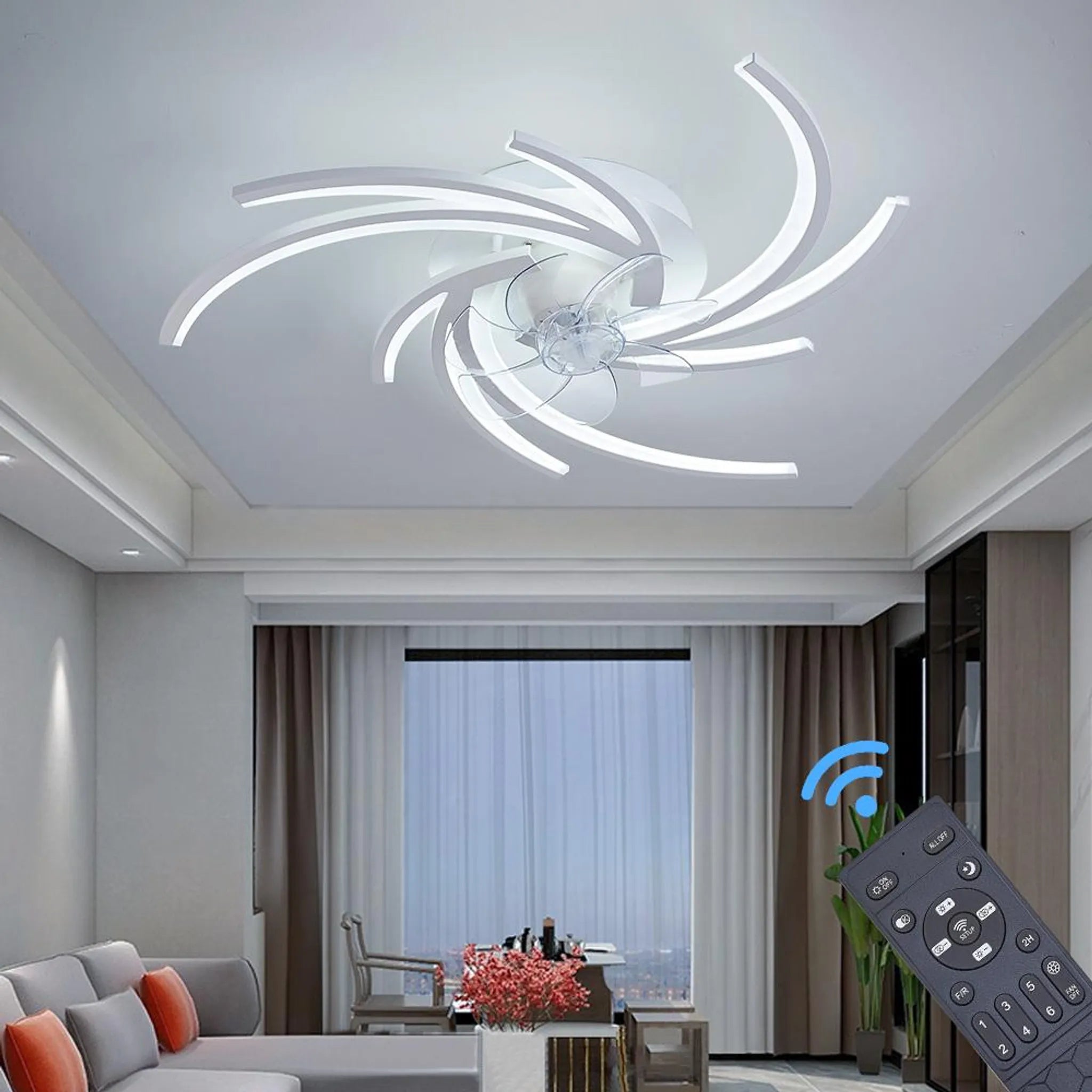 Moderner Deckenventilator mit dimmbarer LED
