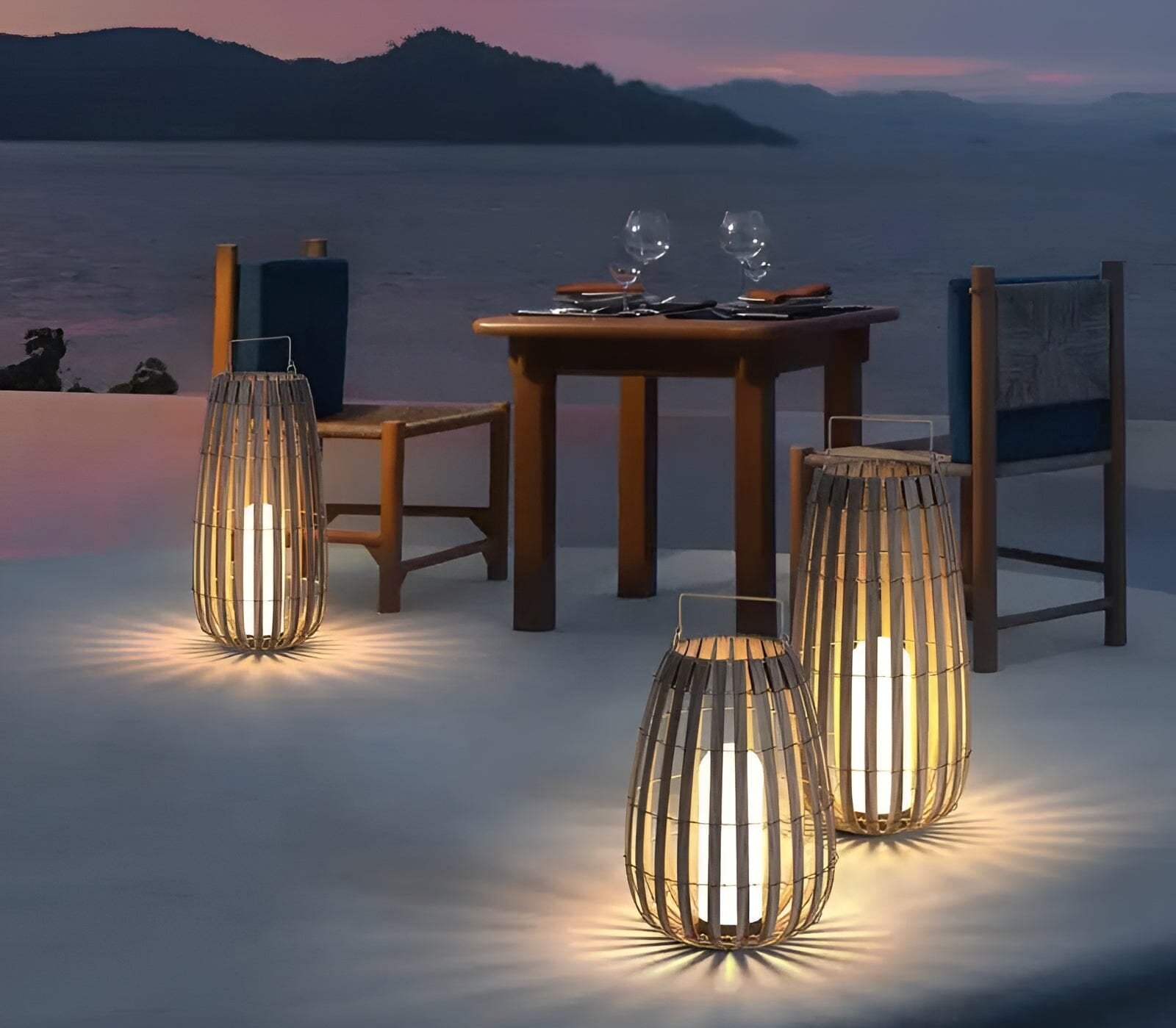 Rattan LED Gartenlaterne