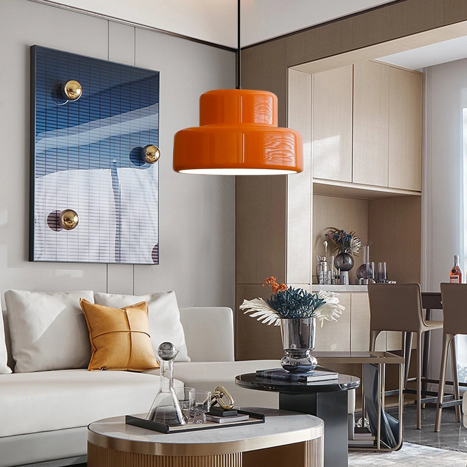 Bauhaus Pendelleuchte in Orange
