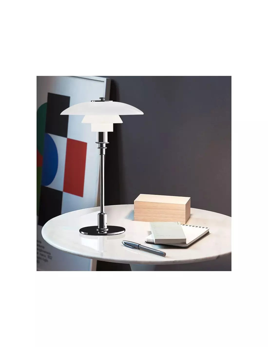 Dänische Tischleuchte modern aus Metall und Glas im skandinavischen Design für Interior Design Wohnzimmer
