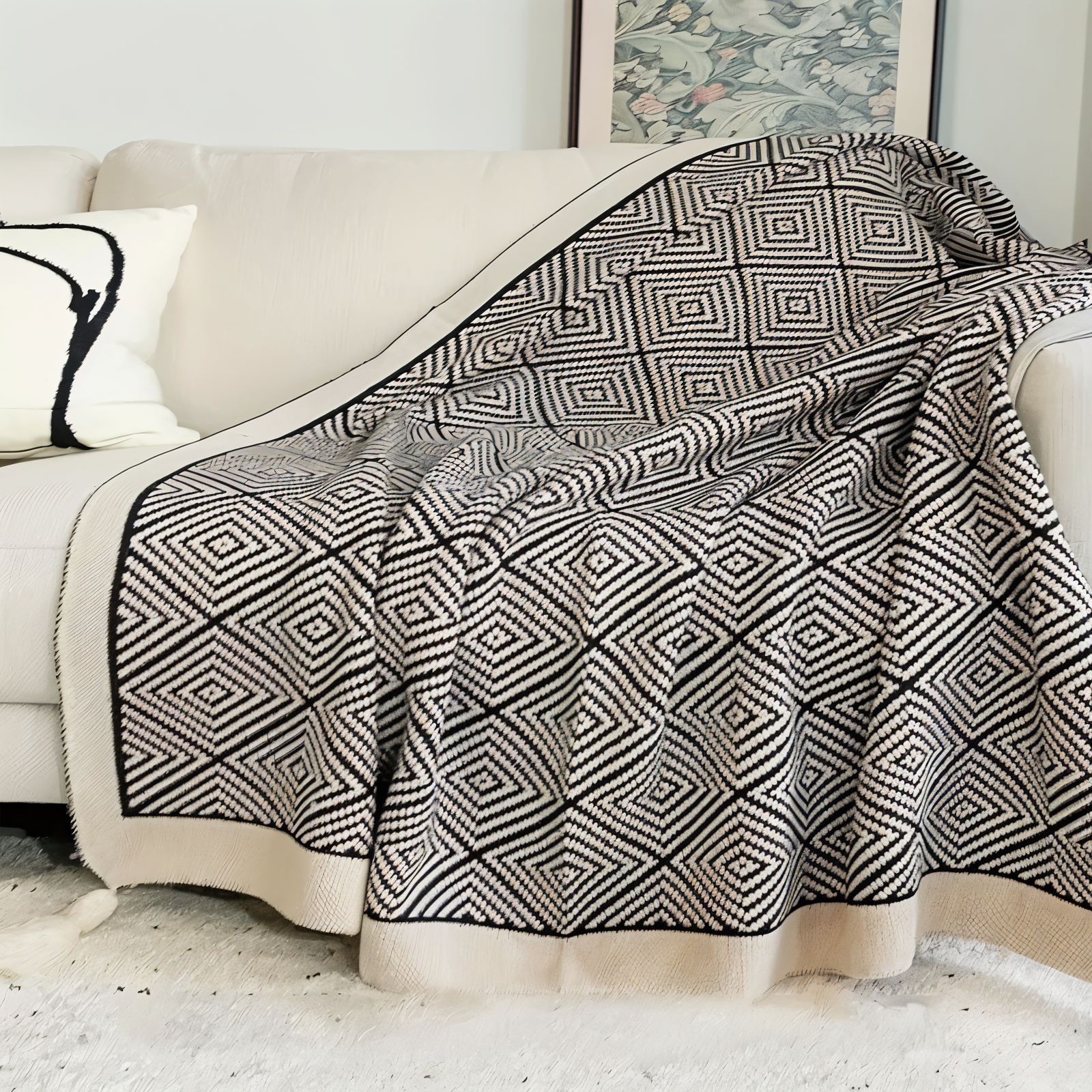 Trendy blanket with geometric pattern – warm & stylish