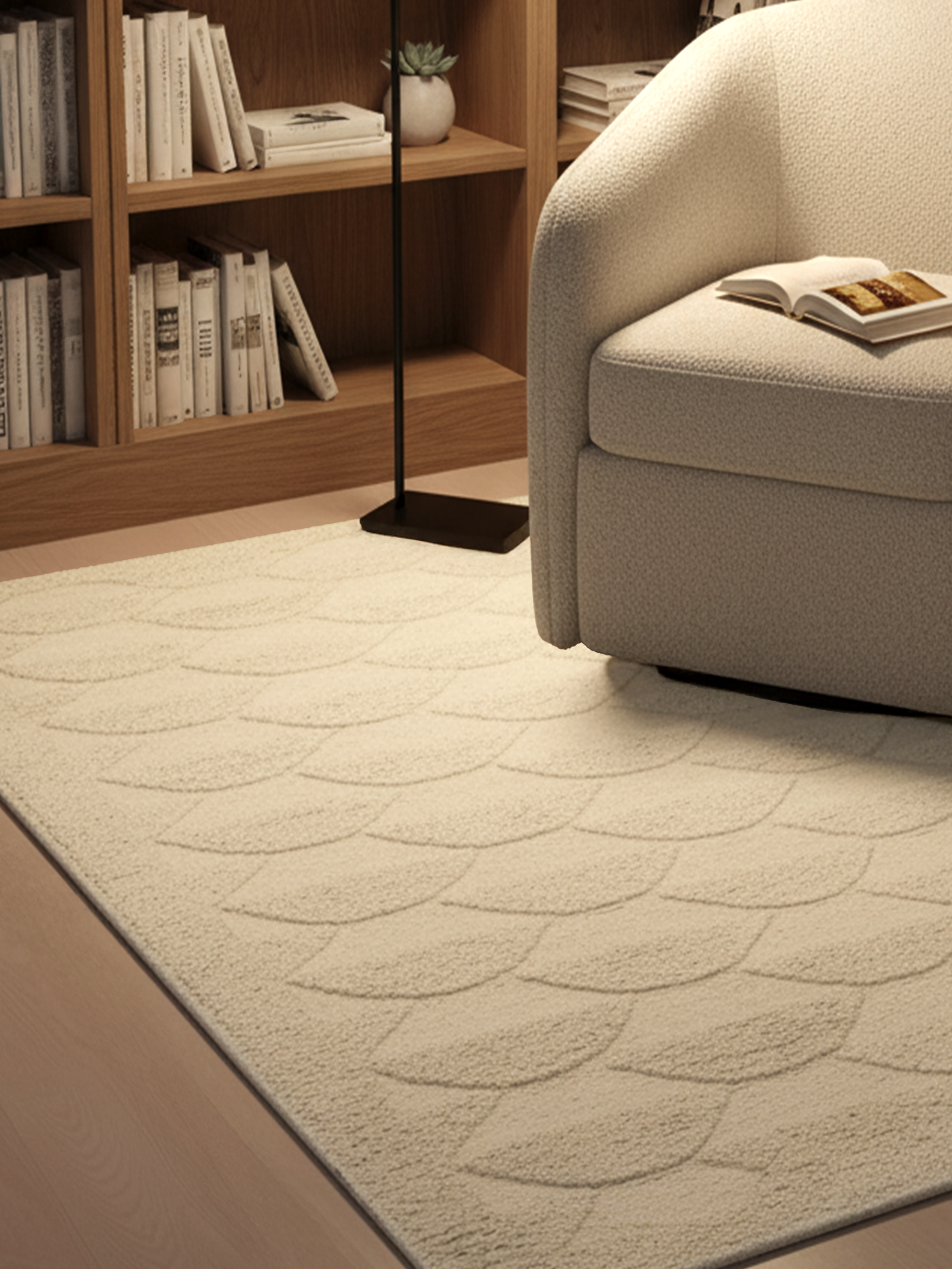 Geometrischer Wollteppich Handgetuftet