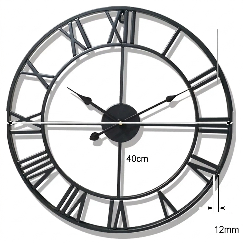Vintage-Wanduhr aus Metall mit römischen Ziffern