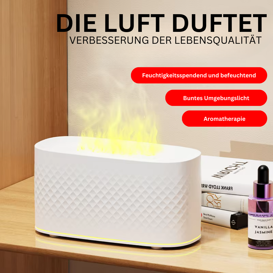 Aroma humidifier with LED flame effect – wellness & design combined