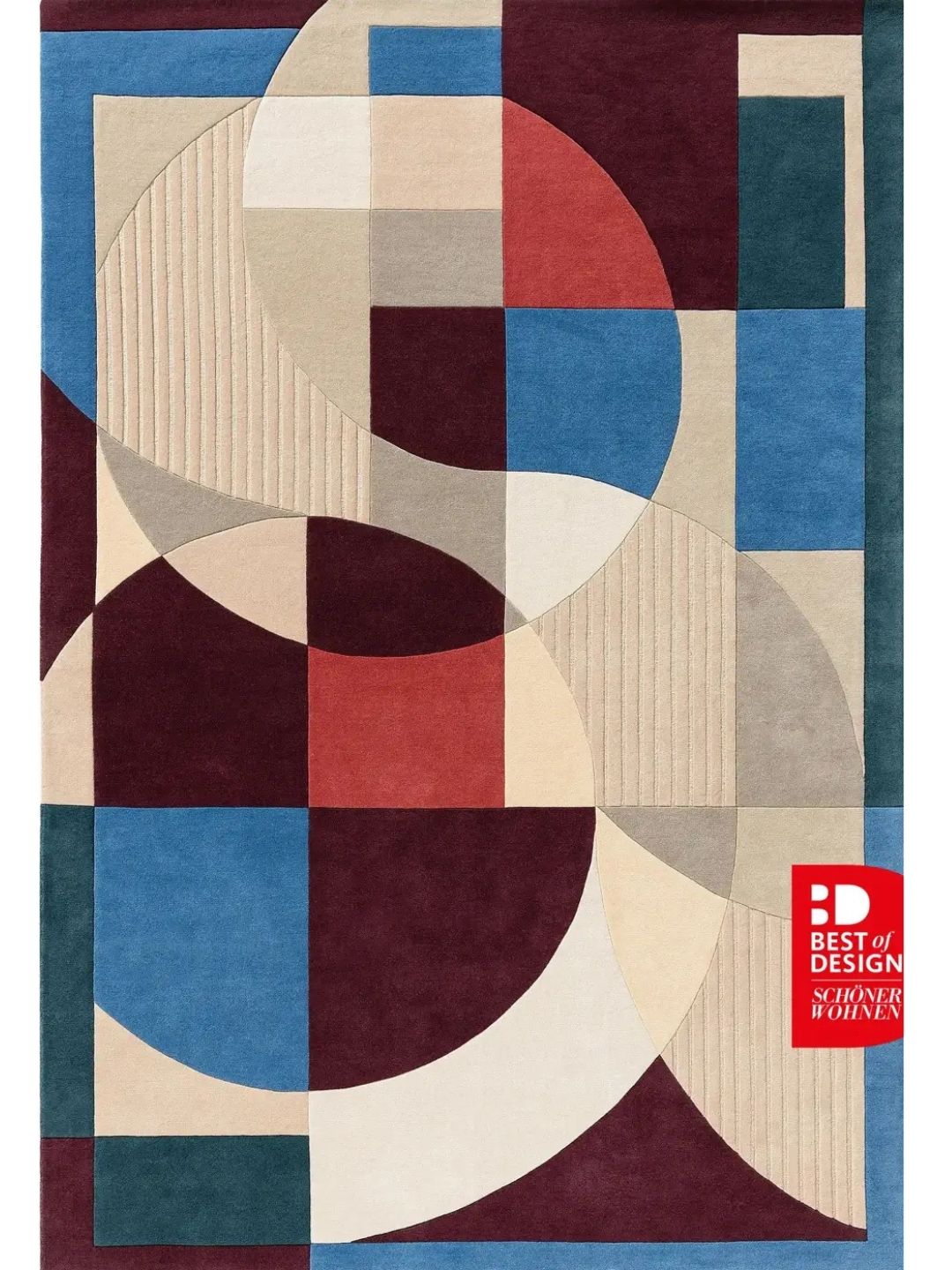 Multicolor Wollteppich geometrisch retro moderner bunter Wohnzimmer Teppich