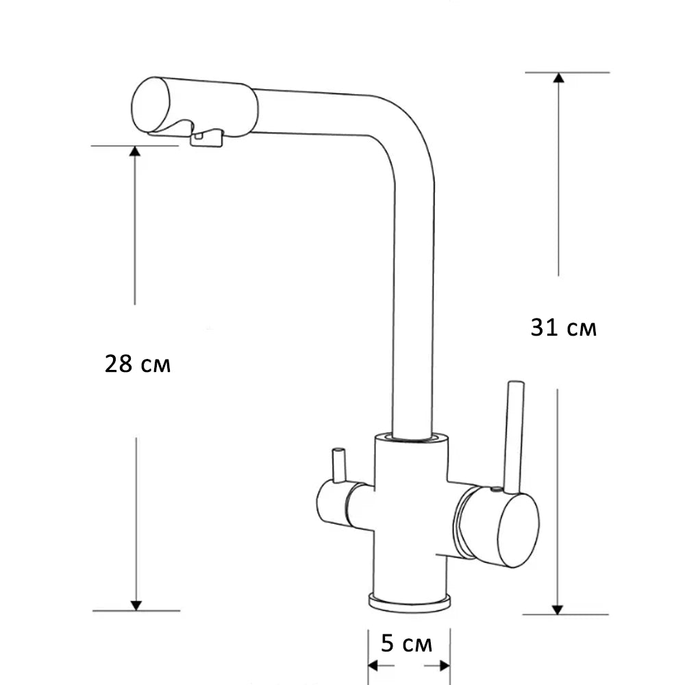 Küchenarmatur mit Doppelflussfilter und Trinkwasserauslass