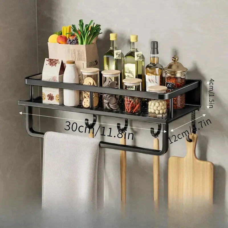 Küchen-Organizer Regal mit Haken – Modernes Design in Schwarz-Aster Selection