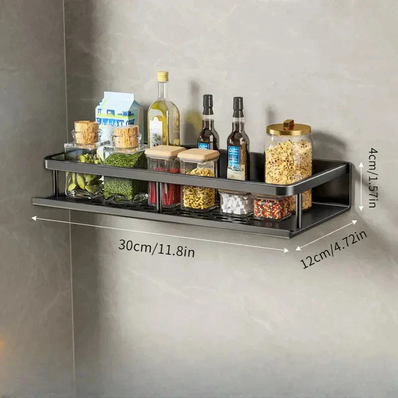 Küchen-Organizer Regal mit Haken – Modernes Design in Schwarz-Aster Selection