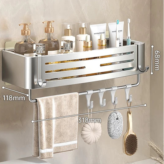 Aluminium-Badezimmerregal, bohrfrei erhältlich