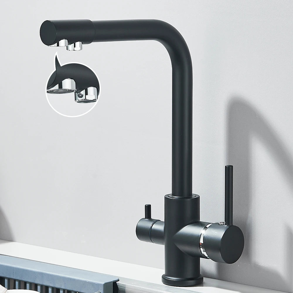 Küchenarmatur mit Doppelflussfilter und Trinkwasserauslass