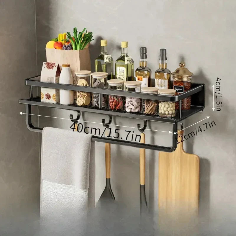 Küchen-Organizer Regal mit Haken – Modernes Design in Schwarz-Aster Selection