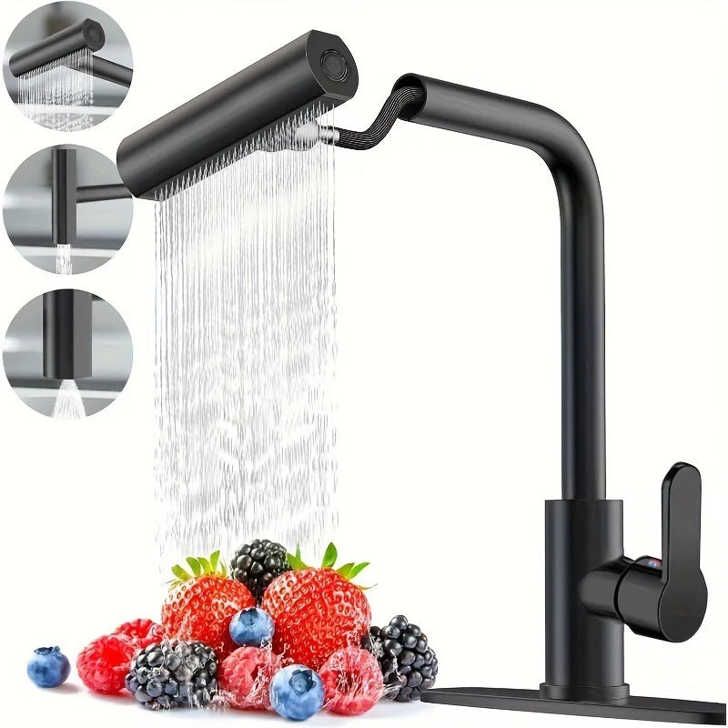Küchenarmatur mit Wasserfallauszug und mehreren Betriebsmodi
