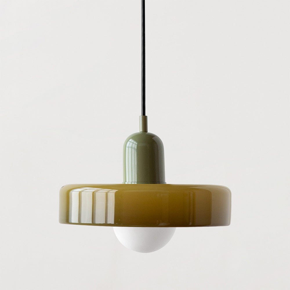 Bauhaus Hängeleuchte aus Buntglas-Aster Selection