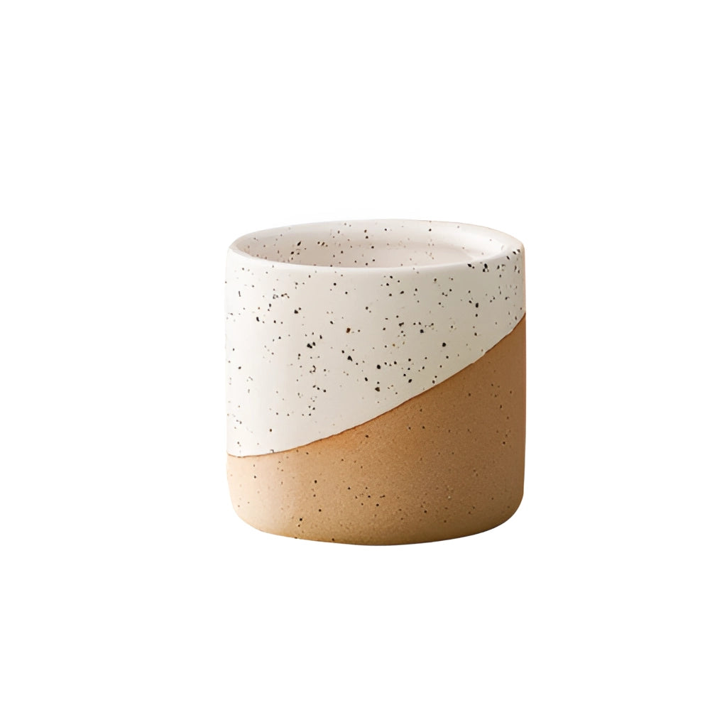 Linen-textured ceramic flowerpot