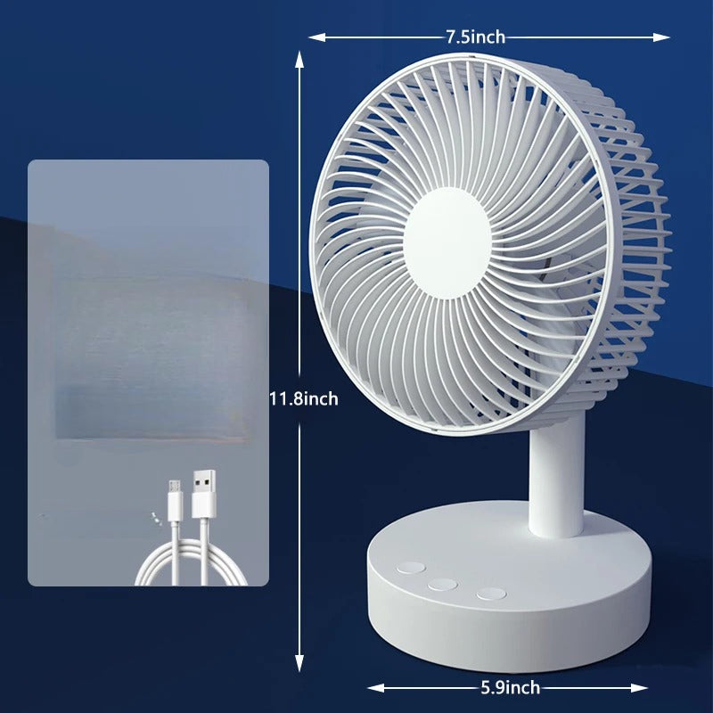 Wiederaufladbarer oszillierender Tischventilator