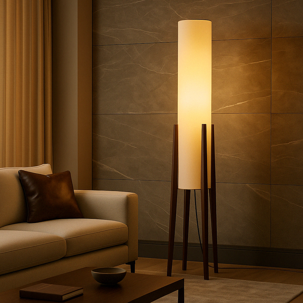 Talmoora Mid-Century Walnuss Stehleuchte für Wohnzimmer