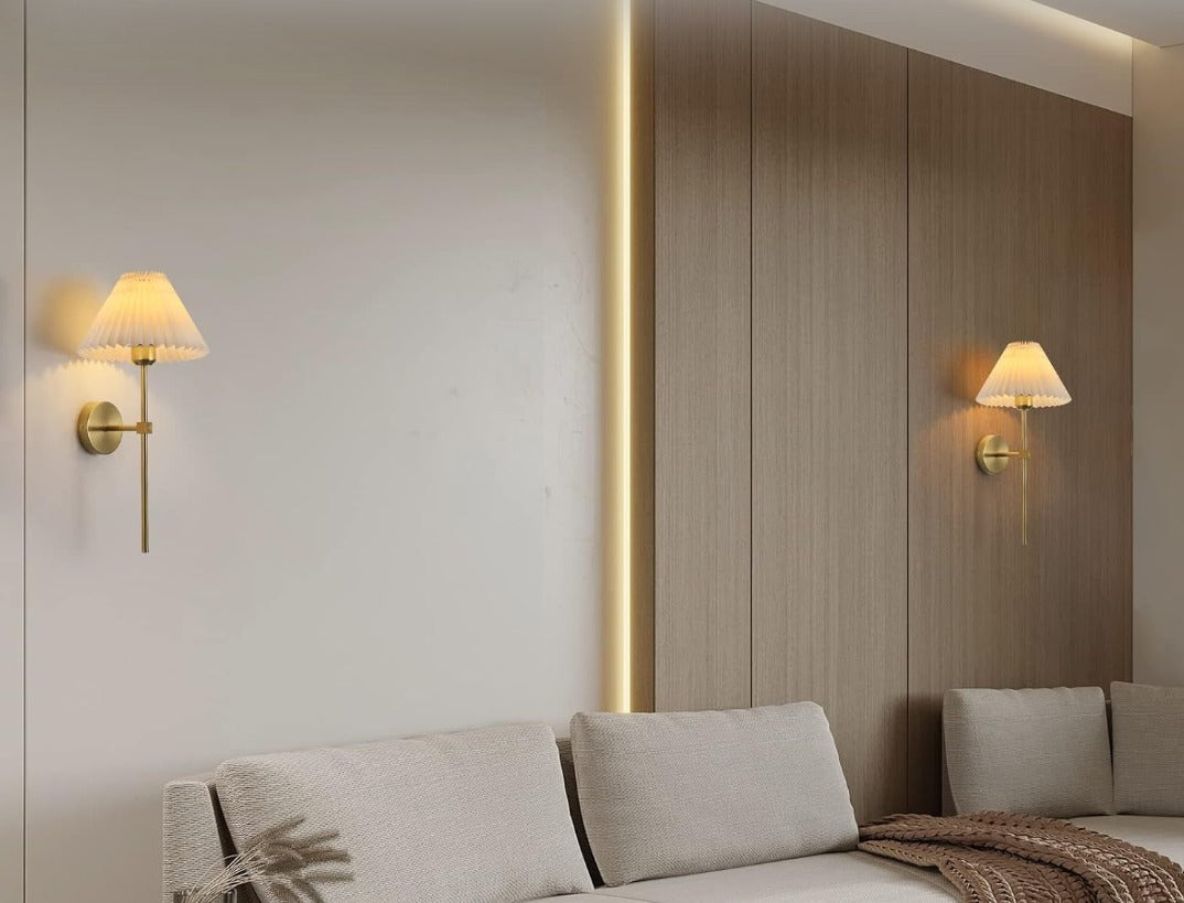 Wandleuchte Leinen Bronze