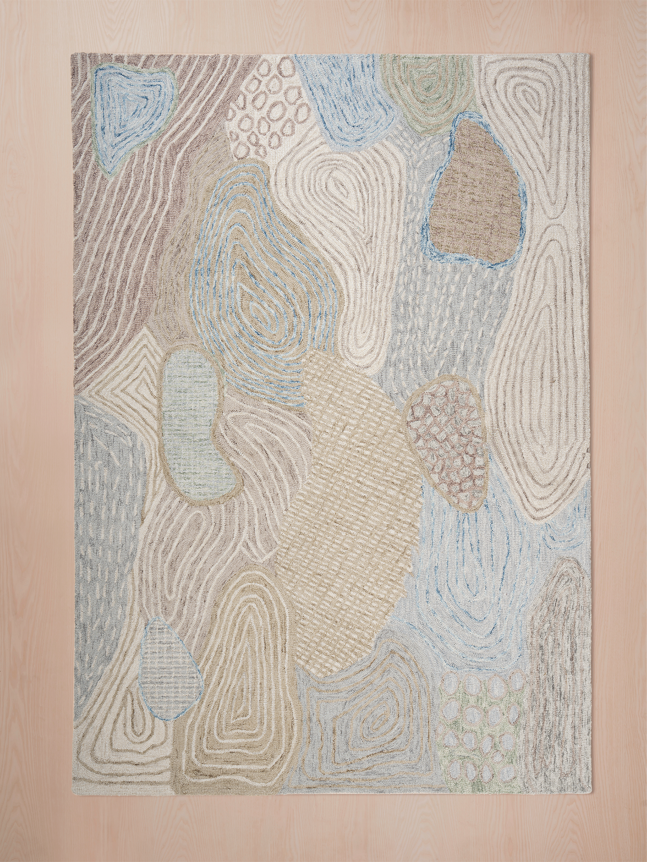 Wollteppich 160x230 200x300 in Blau Grün für Wohnzimmer Schlafzimmer