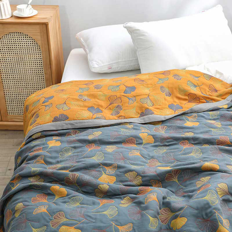 Ginkgo-Blatt Reversible Baumwollquilt-Aster Selection
