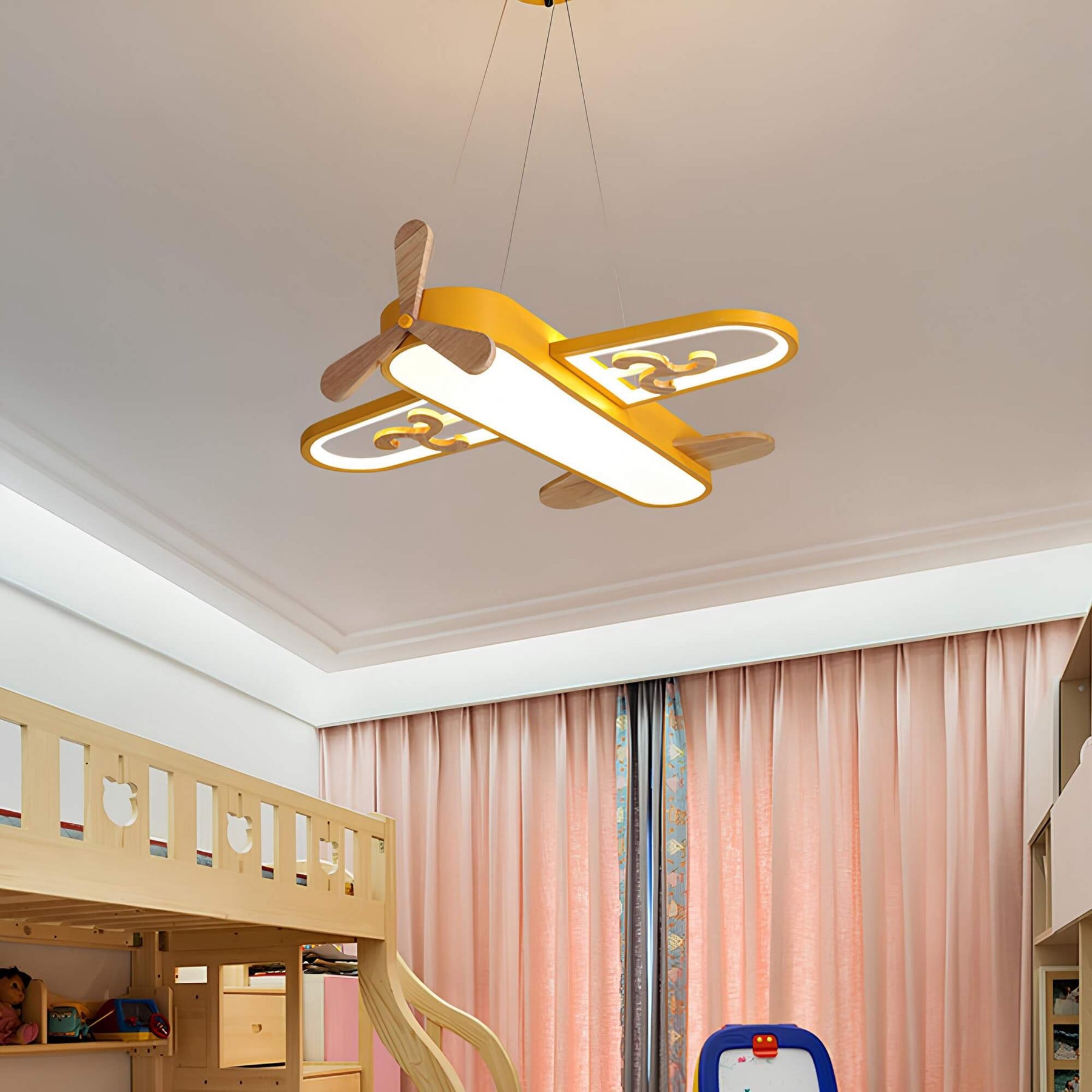 Charming airplane-shaped LED pendant light for children
