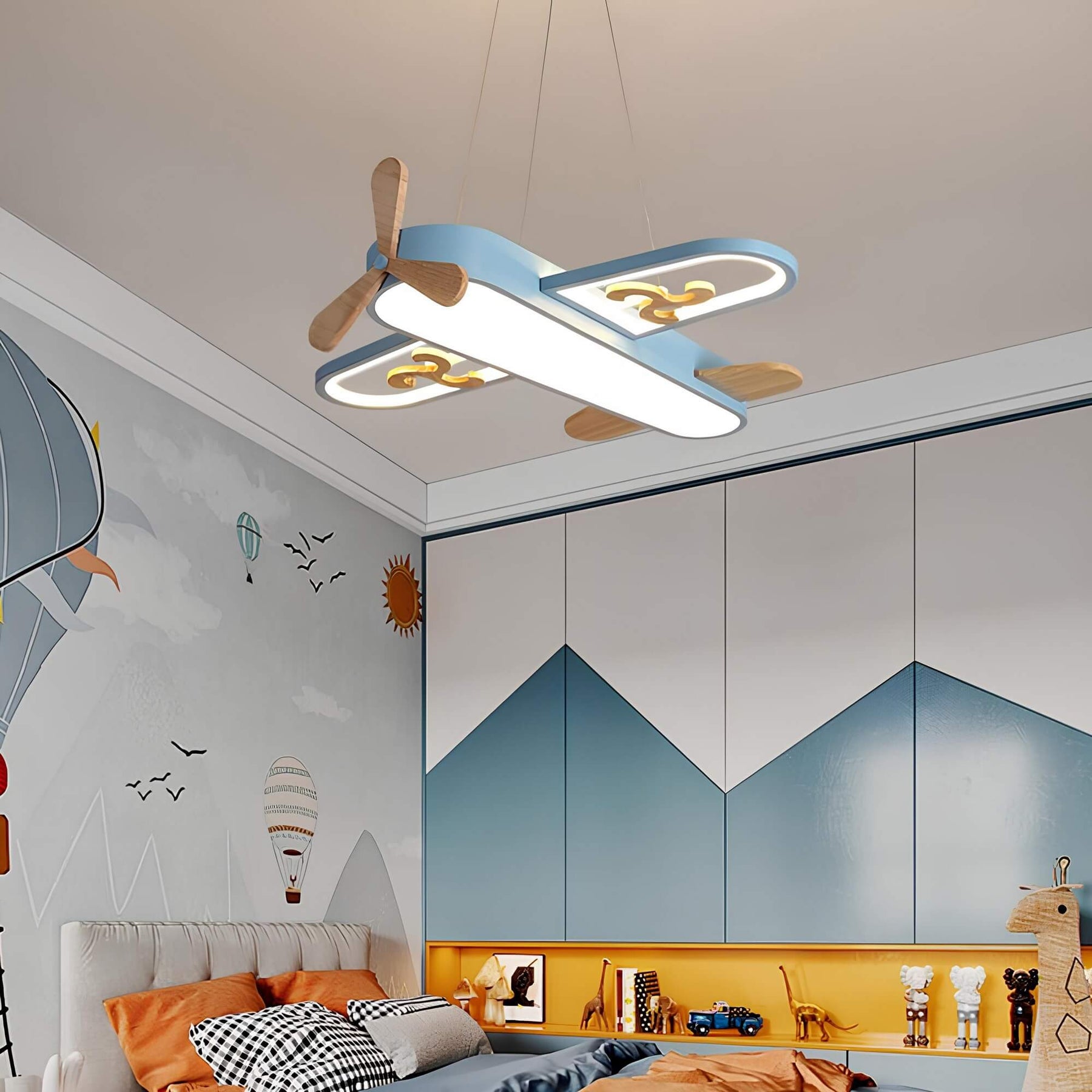 Charming airplane-shaped LED pendant light for children