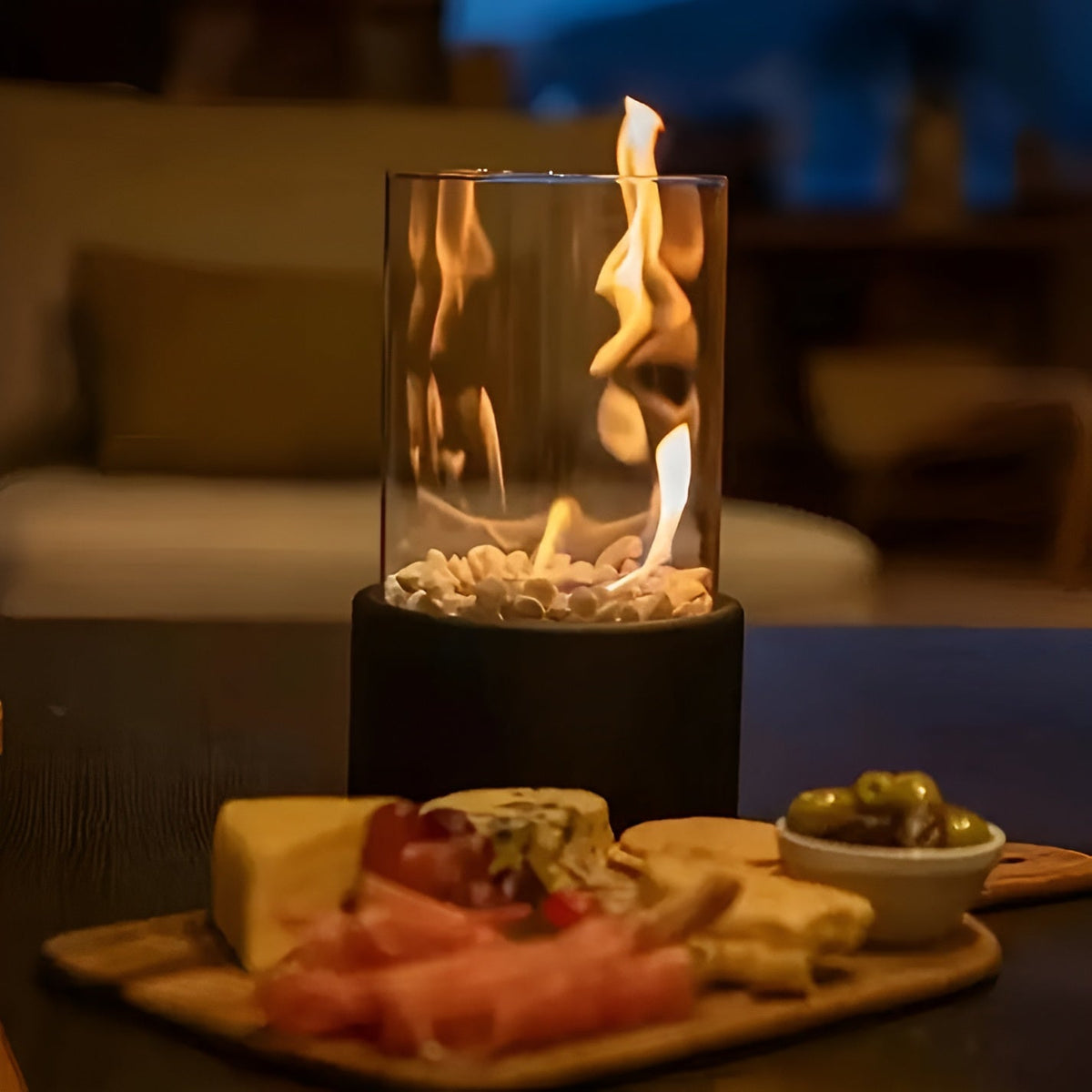 Rinvelda Minimalistisch Metall Glas Tischkamin