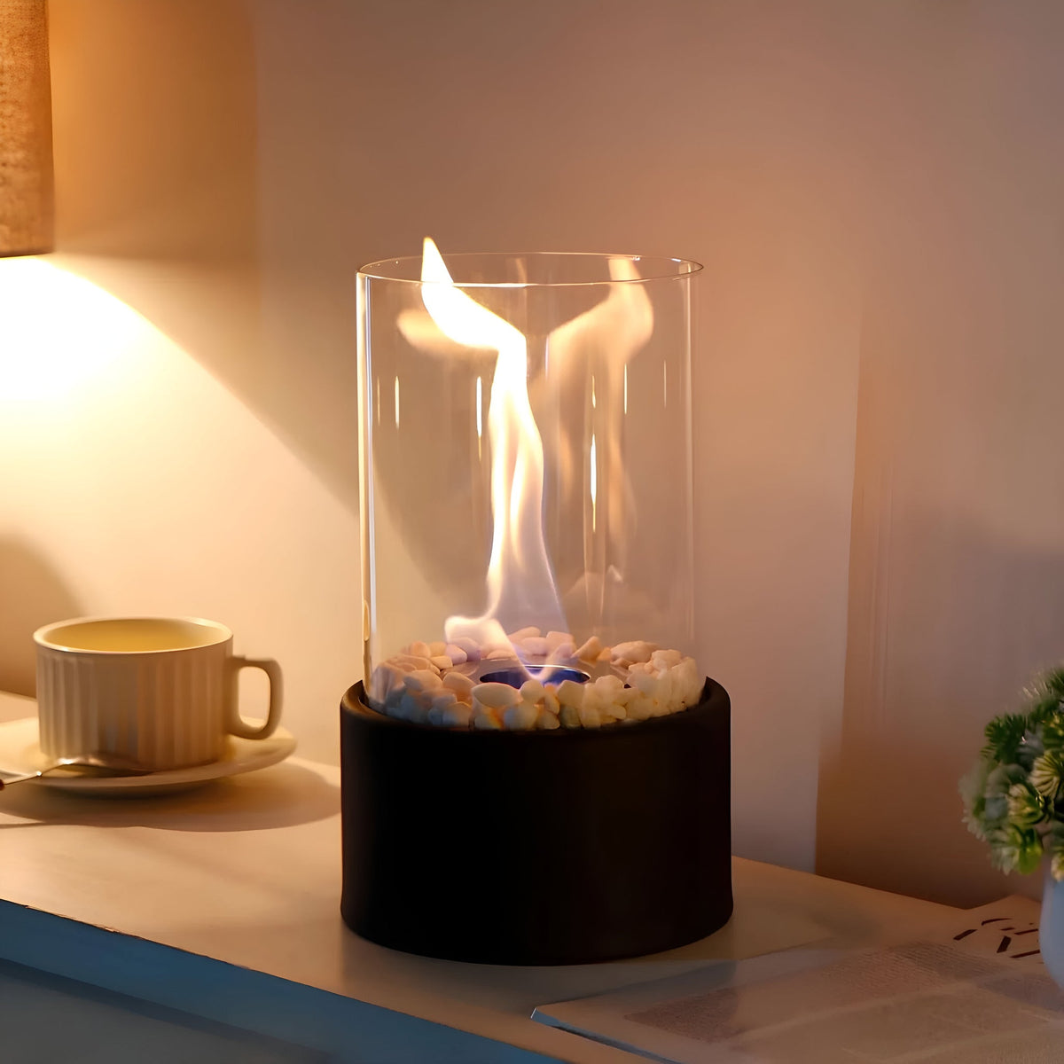 Rinvelda Minimalistisch Metall Glas Tischkamin