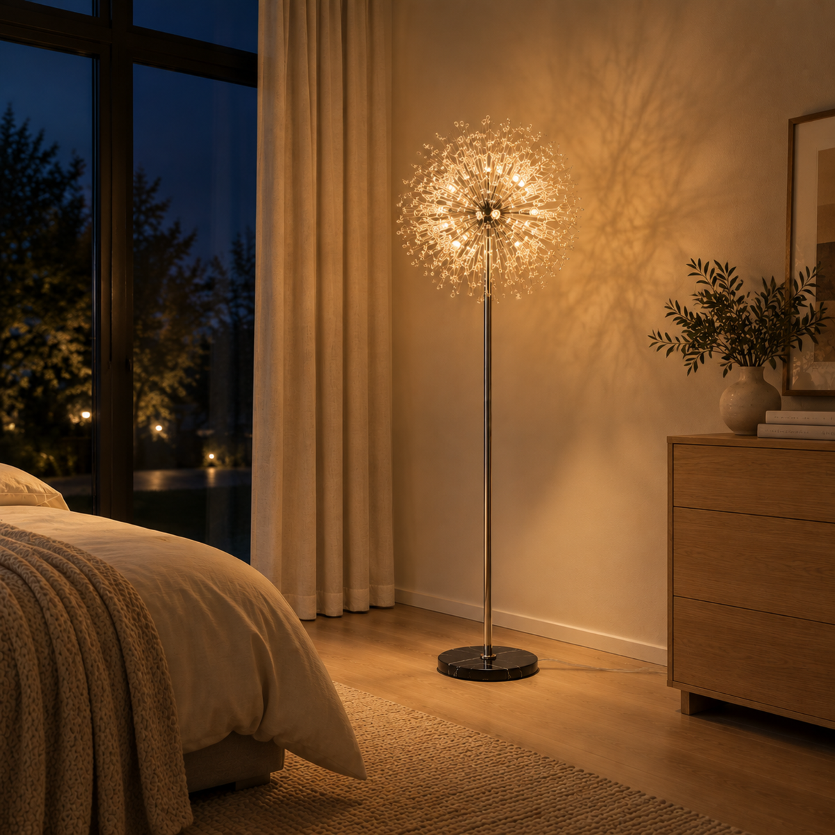 Ivoria Art Déco Kristall Stehleuchte für Wohnzimmer