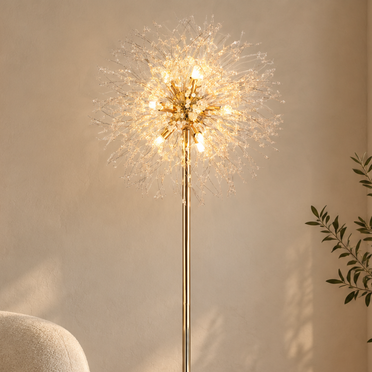 Ivoria Art Déco Kristall Stehleuchte für Wohnzimmer