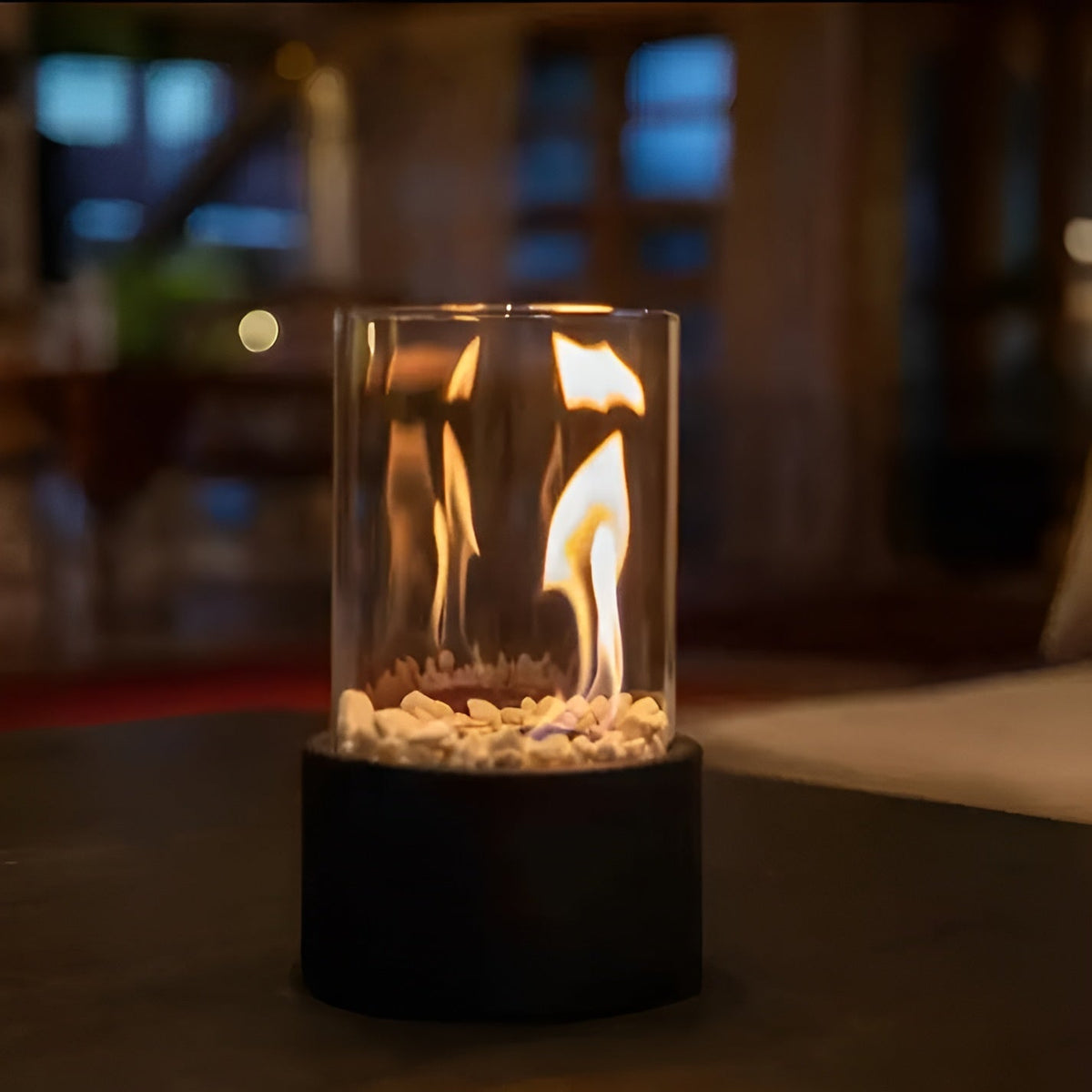 Rinvelda Minimalistisch Metall Glas Tischkamin