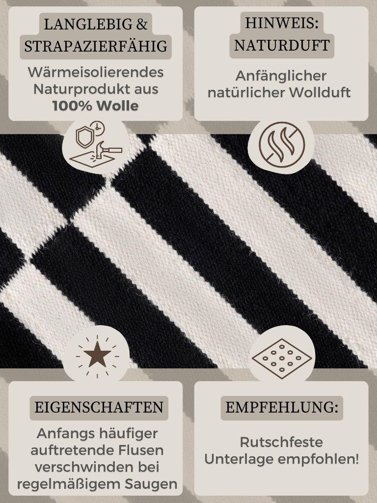 Jandrel Skandinavisch Wolle Streifenteppich