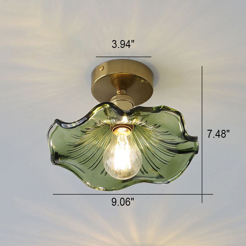 Hibiscusvormige glazen plafondlamp