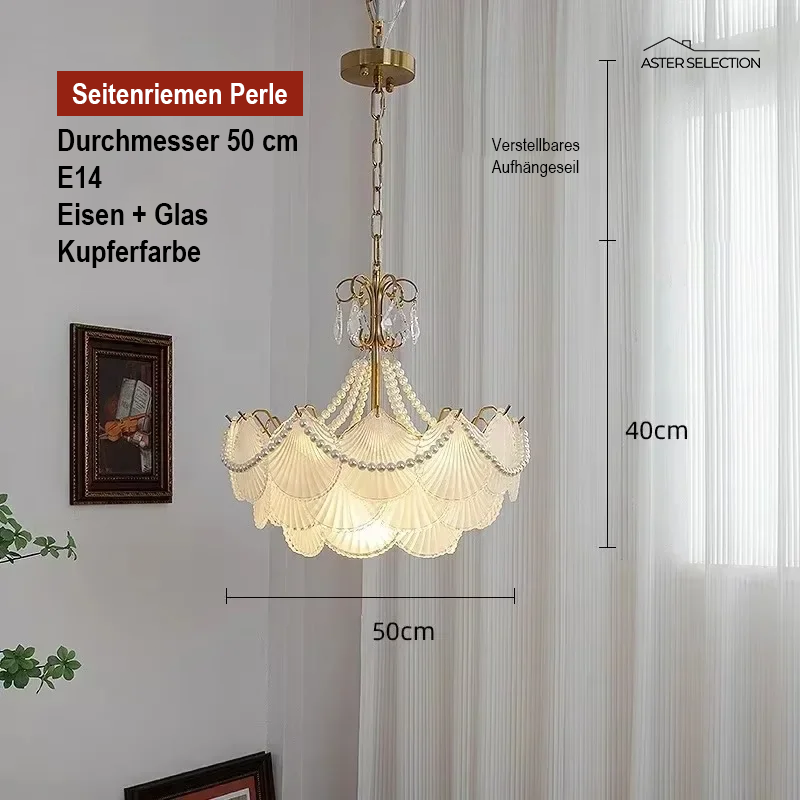Muschelglas LED Kronleuchter
