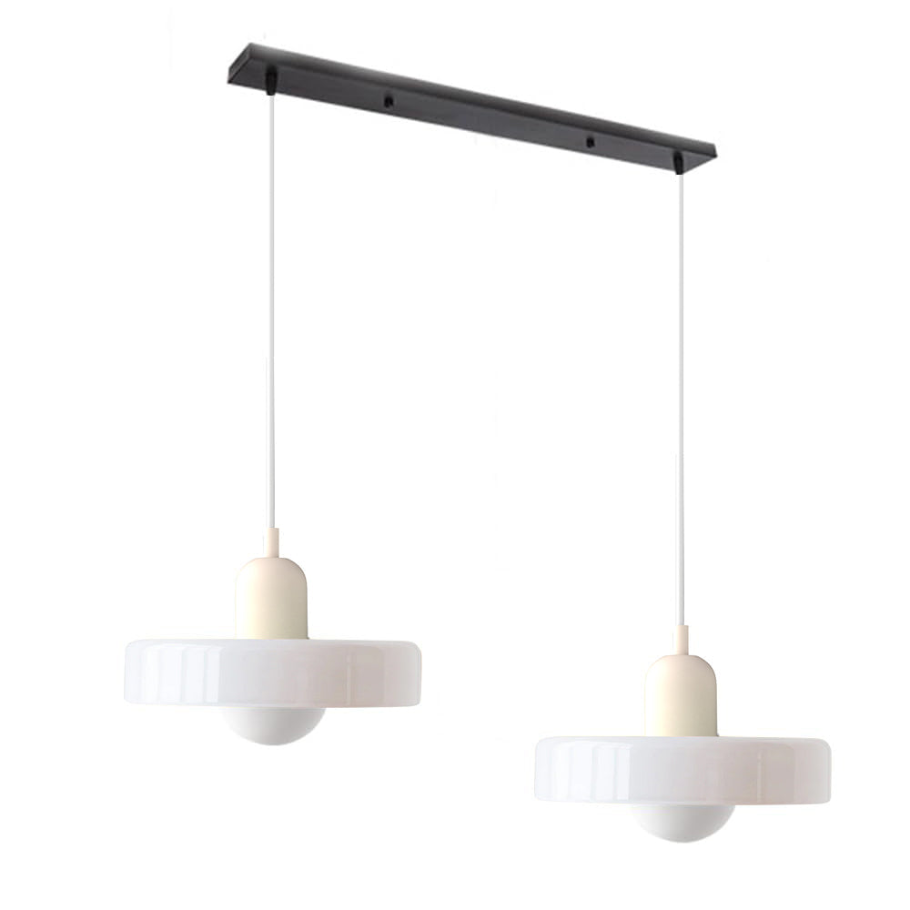 Bauhaus Hängeleuchte aus Buntglas
