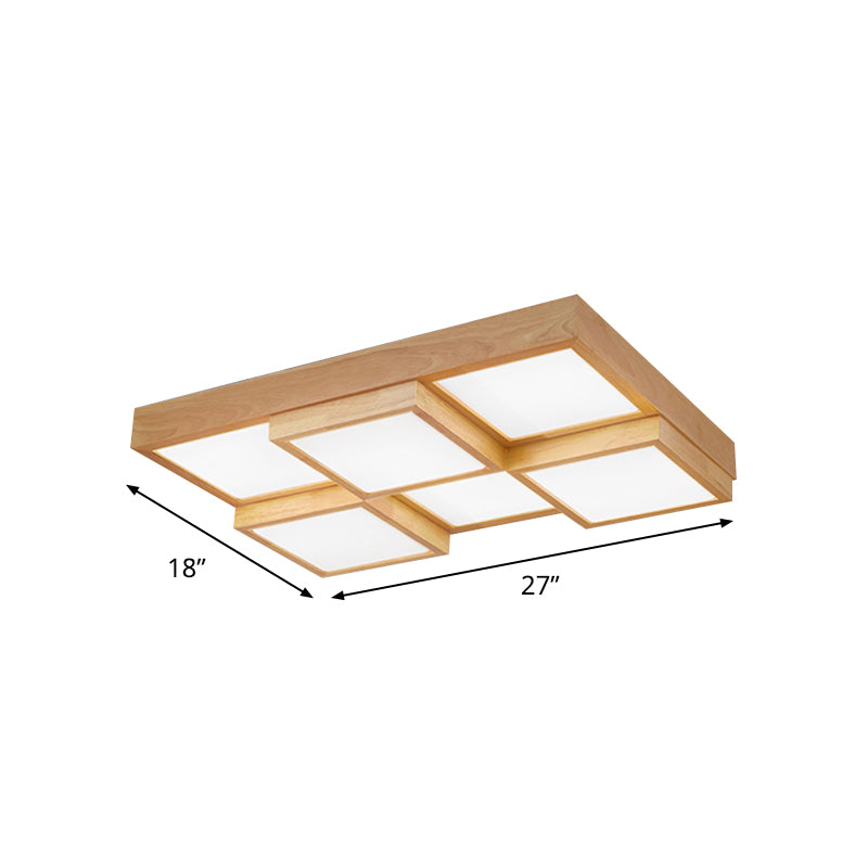 LED-plafondlamp van natuurlijk hout