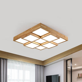 LED-plafondlamp van natuurlijk hout