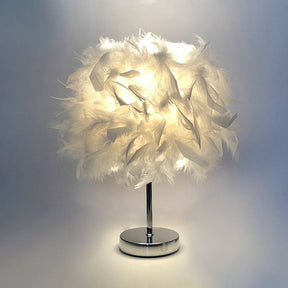 FeatherGlow Tischlampe mit Feder-Design