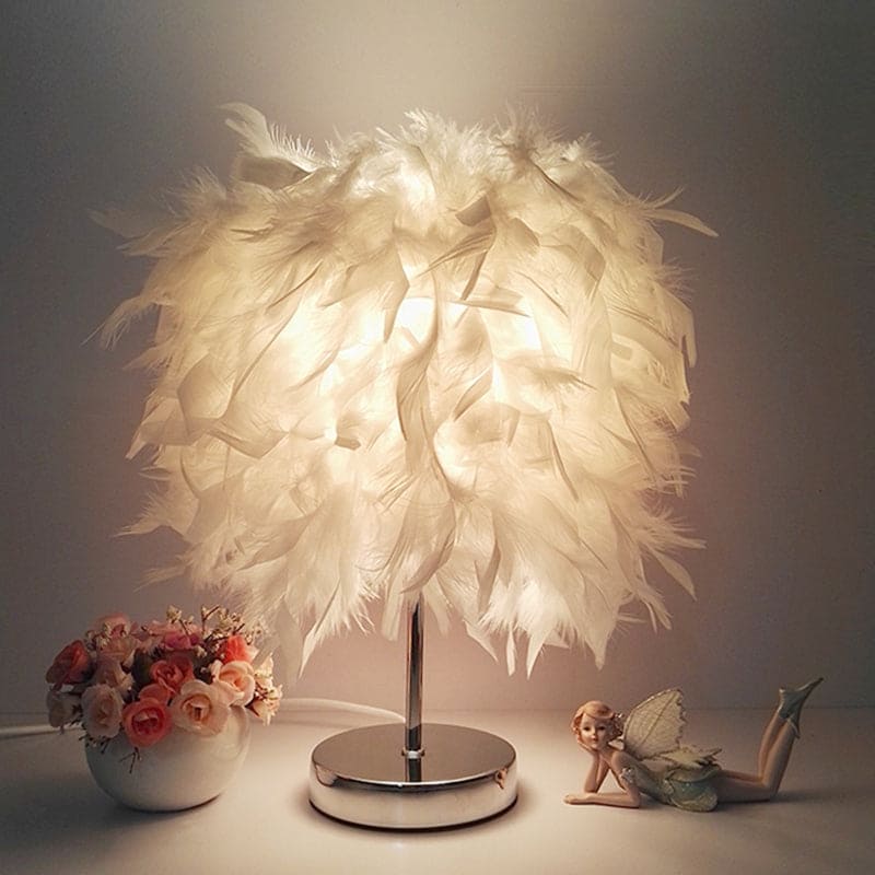 FeatherGlow Tischlampe mit Feder-Design