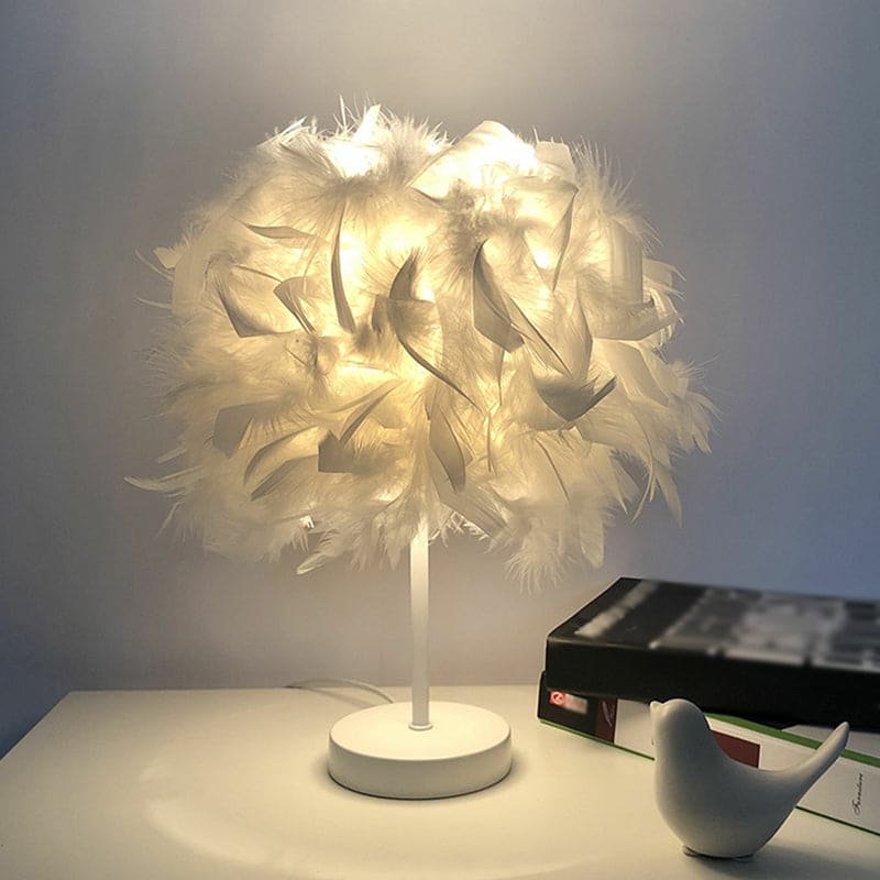 FeatherGlow Tischlampe mit Feder-Design