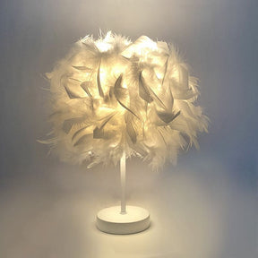 FeatherGlow Tischlampe mit Feder-Design