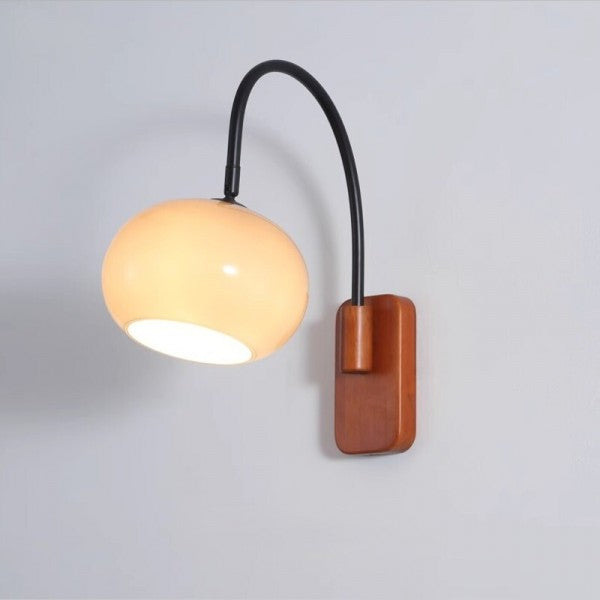 Orbite Wandlamp in Kaki Glas met Houten Accent